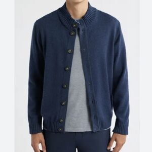 Peter Millar Waffle-Stitch Cardigan Sweater - Size XL